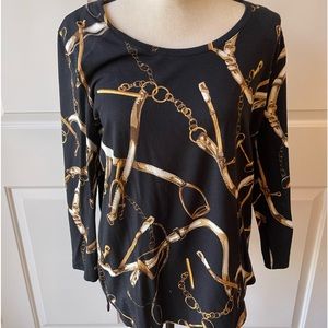 Rafaella Women’s Black & Gold Top. Size Large. NWT!